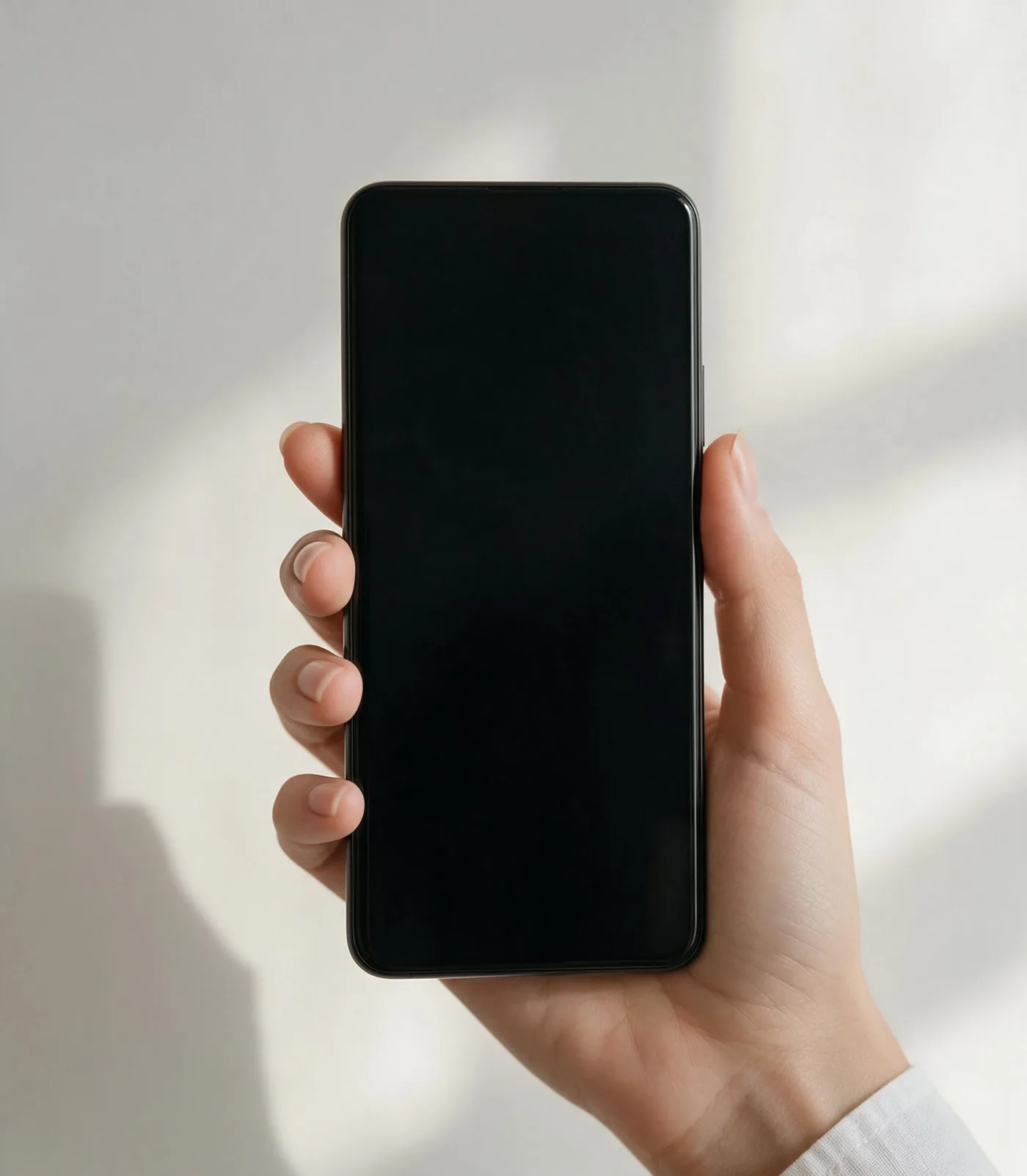 A hand holding a phone showing an incoming QuorumVoice call